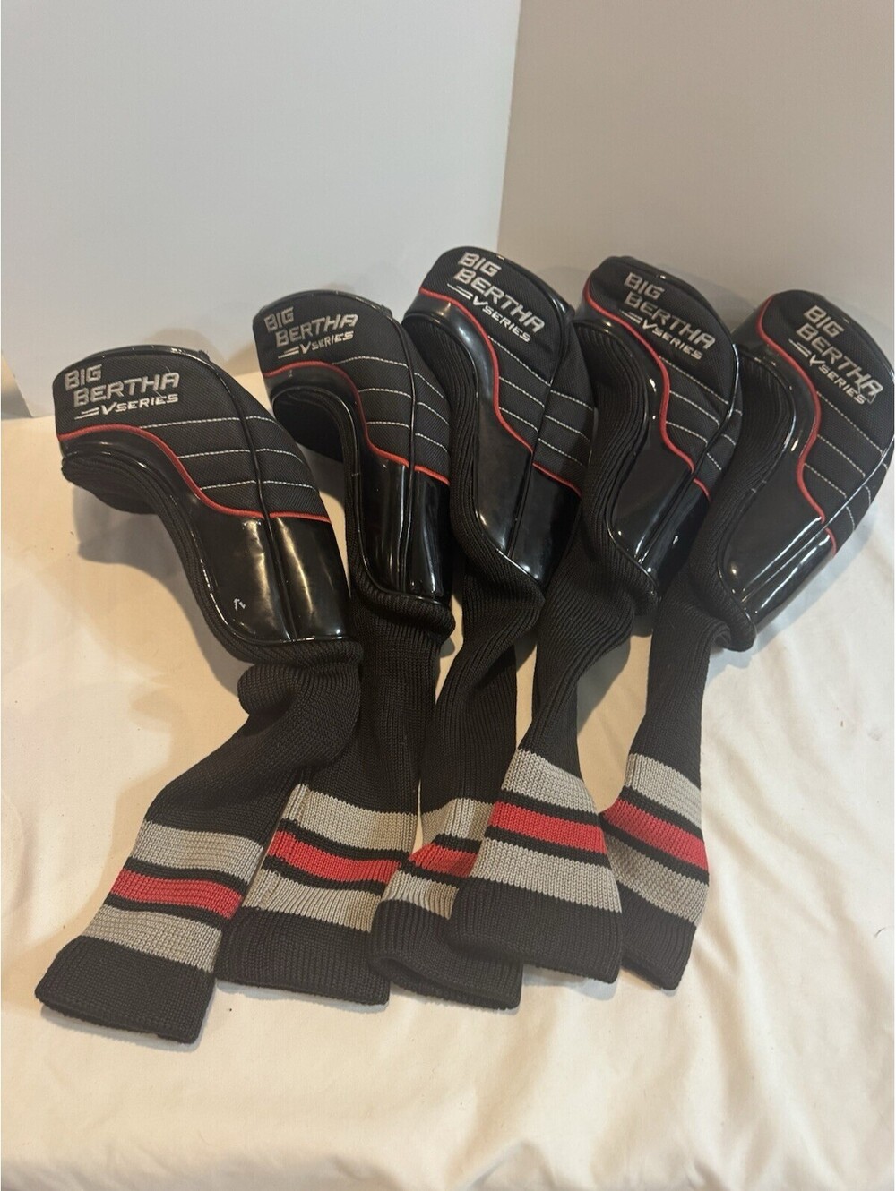 Callaway Big Bertha V Series Driver Headcover Sock Black / Red / White Lot Of 5